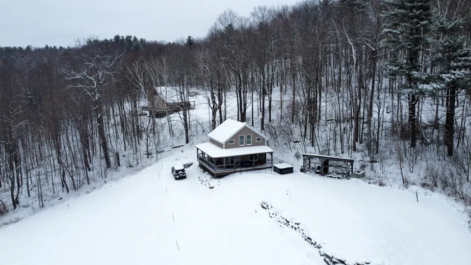 The cabin in winter